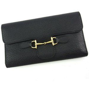 Gucci Long Wallet Hose Bit Leather Auth Used T189… - image 1